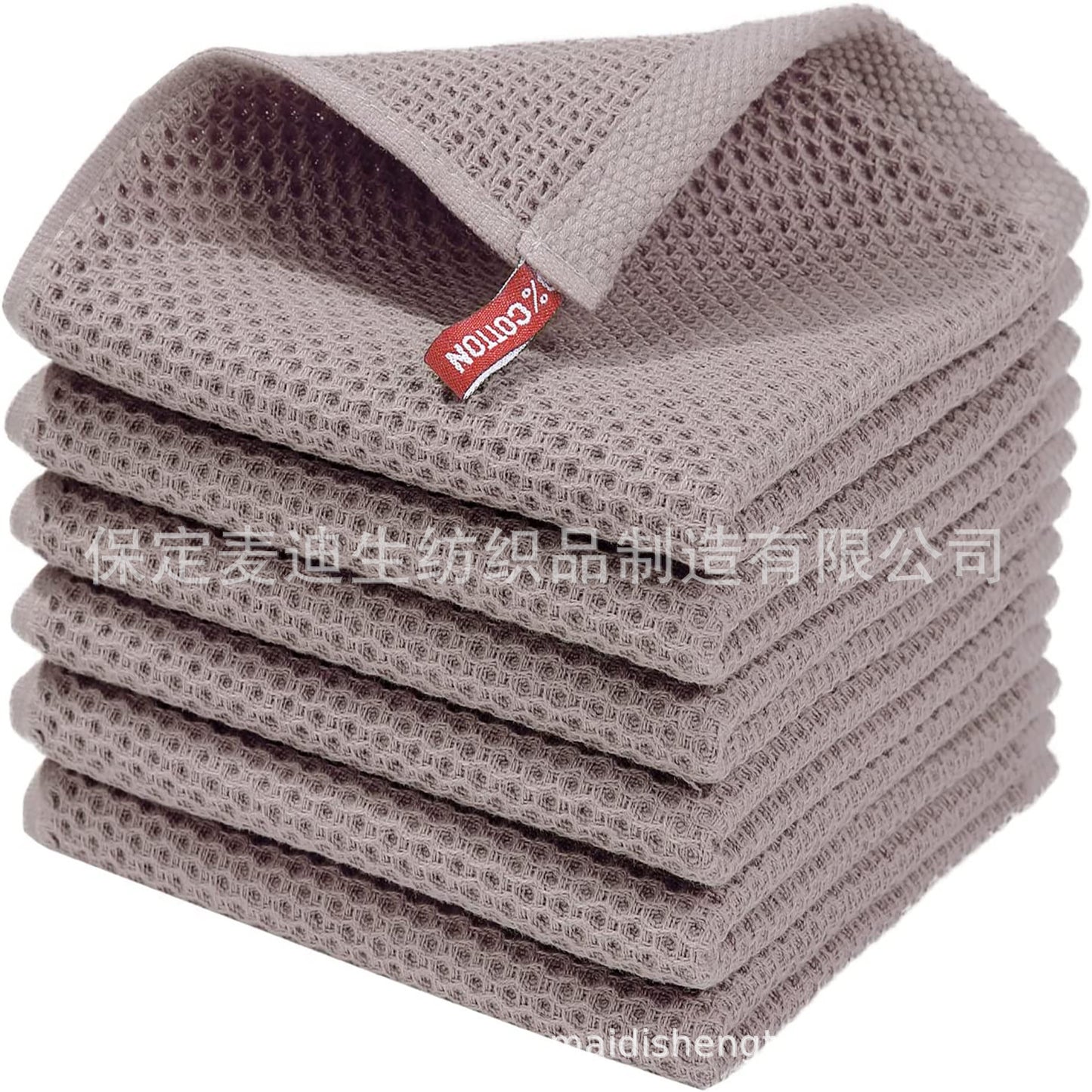 Cross-border Amazon pure cotton honeycomb kitchen dishwashing square towel can be suit with hook waffle square towel generation sticker code