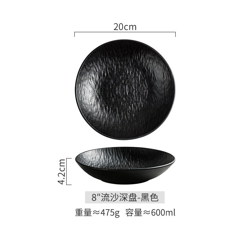 Ceramic Steak Dinner Plate, Household Stone Pattern Western Food Plate, Pasta Plate, Salad Plate, Flat Plate, Round Plate, High-end