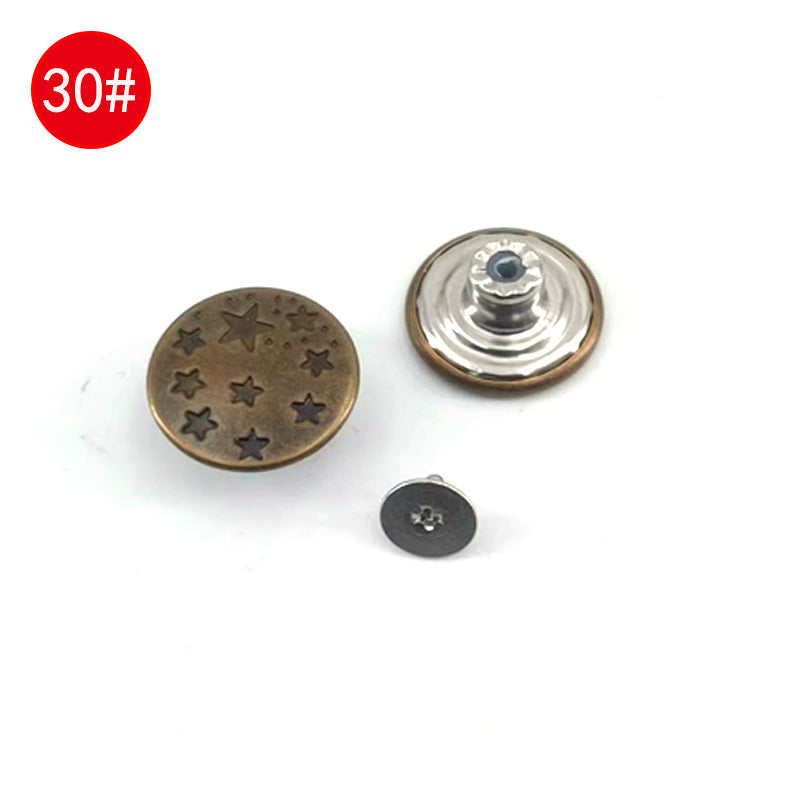 Wholesale In-Stock Waist-Cinching Button-Free Detachable Jeans Buttons, Eco-Friendly Buttons, Screw Metal I-Shaped Buckles