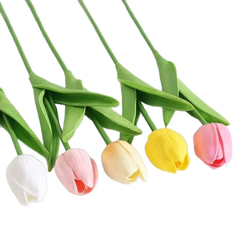 High-End Pu Tulip Artificial Flowers Cross-Border Exclusive for Home and Hotel Wedding Photography Props Feel Artificial Flowers Wholesale