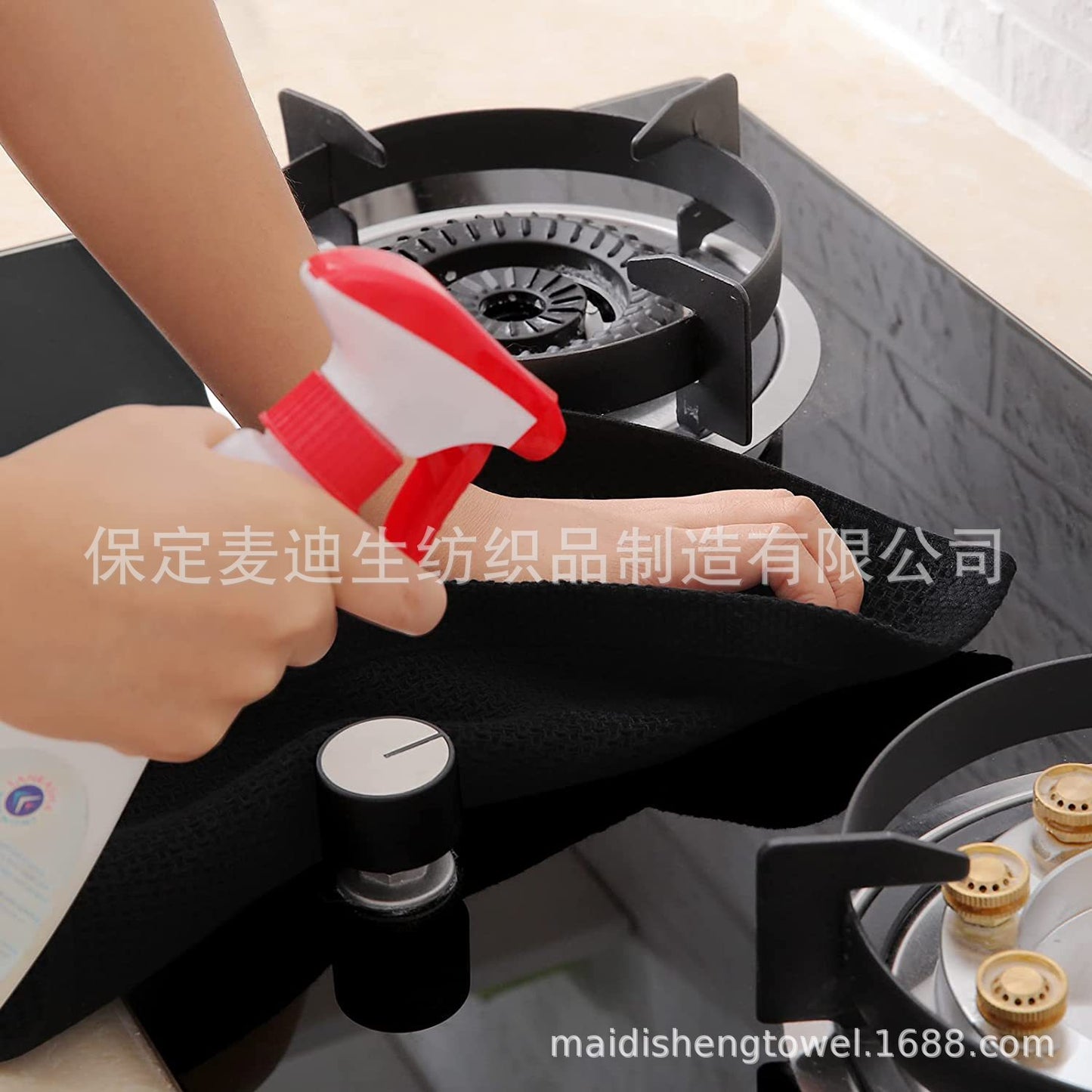 Cross-border Amazon pure cotton honeycomb kitchen dishwashing square towel can be suit with hook waffle square towel generation sticker code