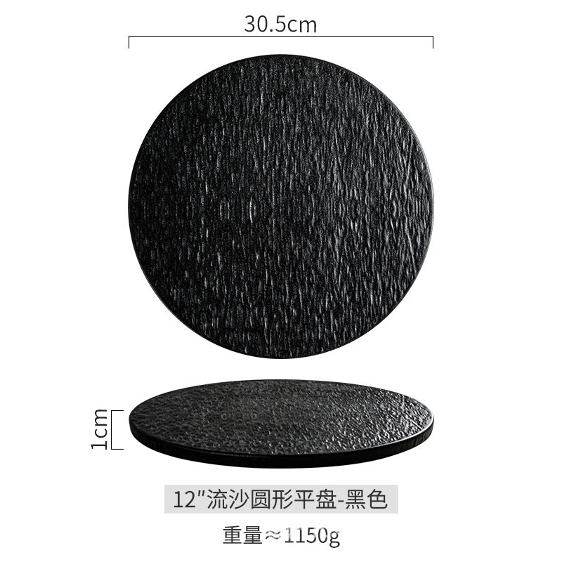 Ceramic Steak Dinner Plate, Household Stone Pattern Western Food Plate, Pasta Plate, Salad Plate, Flat Plate, Round Plate, High-end