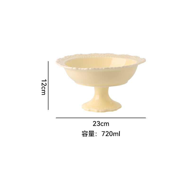 French ins style cream ceramic Western plate lace vintage dessert plate cream cake plate swing plate wholesale