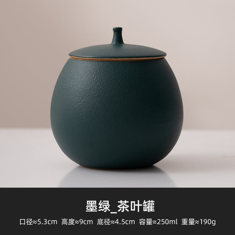 Beige Ceramic Tea Can Empty Can Small Sealed Can Household Black Tea Pu'Er Longjing Storage Tea Can Moisture-Proof Storage Can
