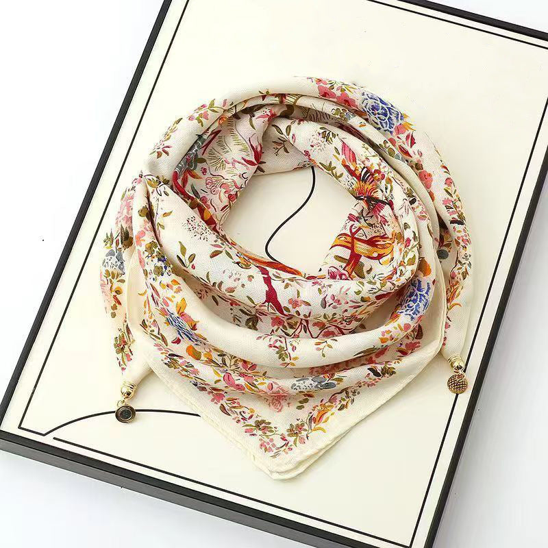 2026 New Style Warm Square Scarf with Magnetic Buckle, Triangular Silk Scarf, Cotton Scarf for Women, Stylish Neck Warmer for Spring, Autumn, and Winter, Versatile and Elegant