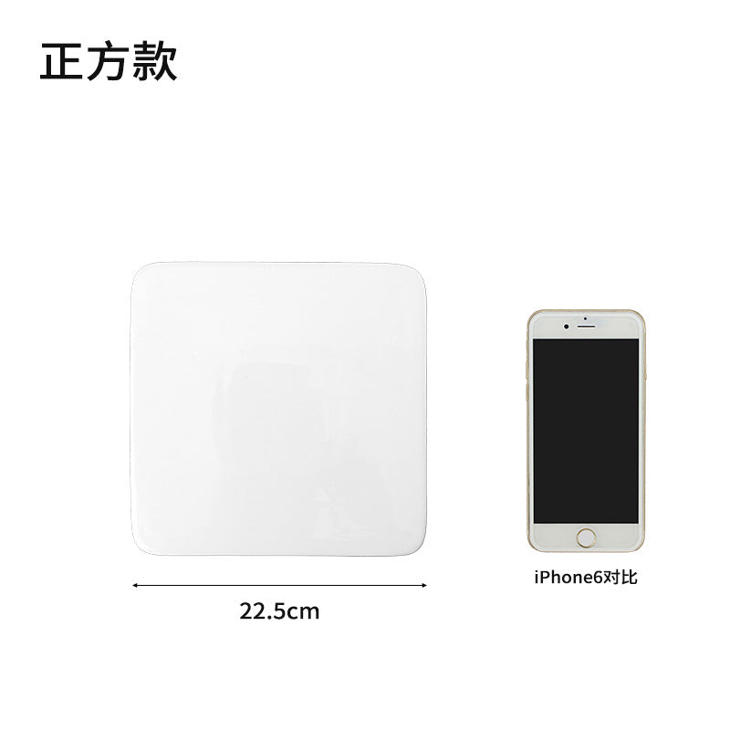 Ceramic Cake Plate Pure White Square Plate Dessert Display Dish Baking Tableware Buffet Round Swing Plate Long Square Plate