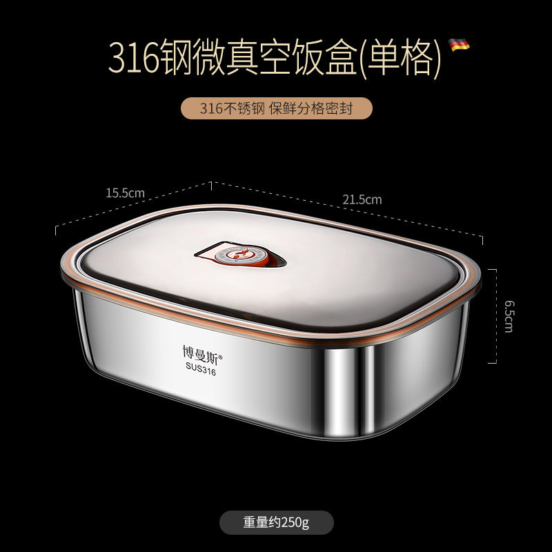 316 stainless steel micro vacuum fresh-keeping box lunch box large capacity office worker lunch box student portable lunch box suit