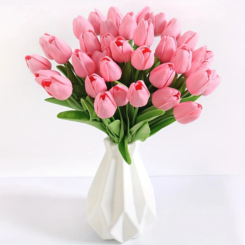 High-End Pu Tulip Artificial Flowers Cross-Border Exclusive for Home and Hotel Wedding Photography Props Feel Artificial Flowers Wholesale