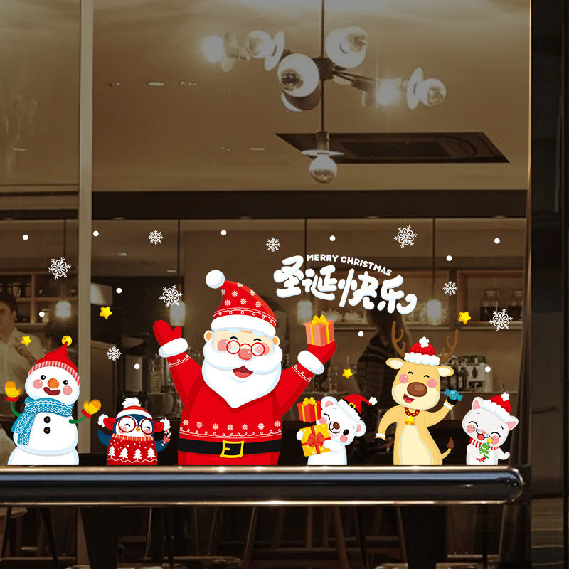 Christmas decoration window stickers glass door stickers happy Christmas party creative window mall layout Christmas stickers