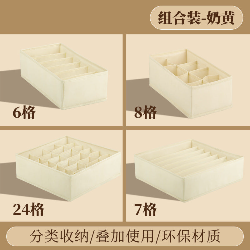 Fabric Underwear Storage Box with Compartments for Home Use, Drawer-Style Storage with Dividers for Organizing Socks