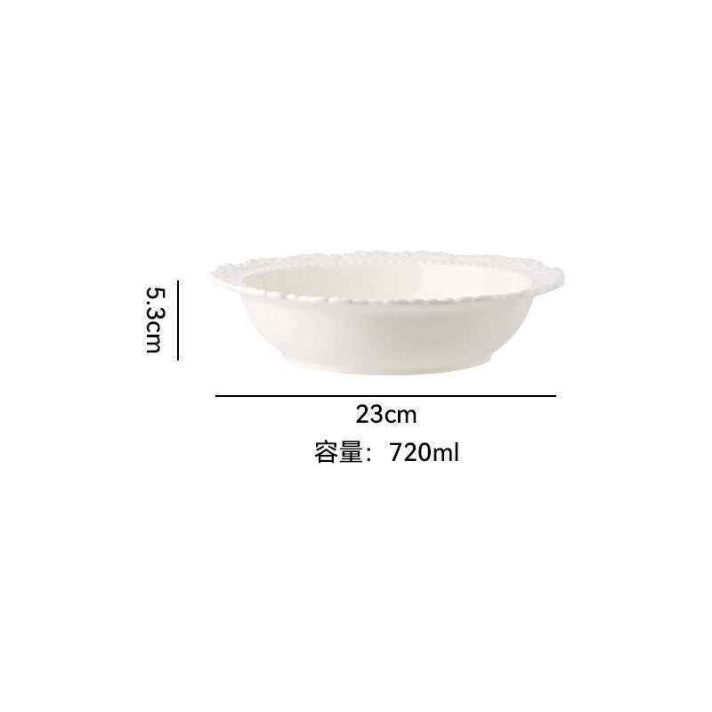 French ins style cream ceramic Western plate lace vintage dessert plate cream cake plate swing plate wholesale
