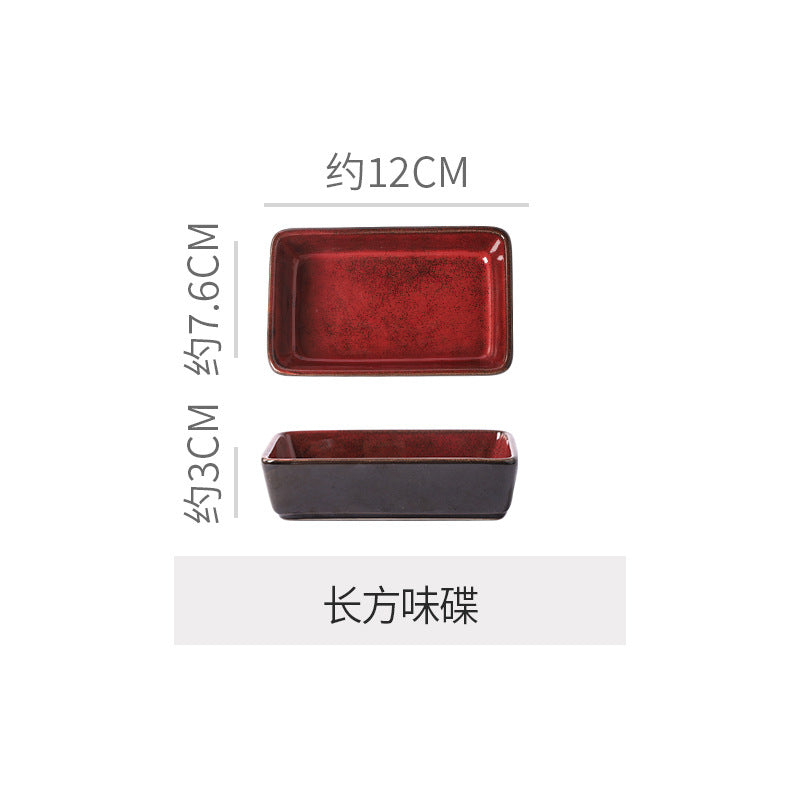 Personalized wine red ceramic restaurant hotel tableware embossed exquisite fruit pastry tray tea tray household dish salad bowl