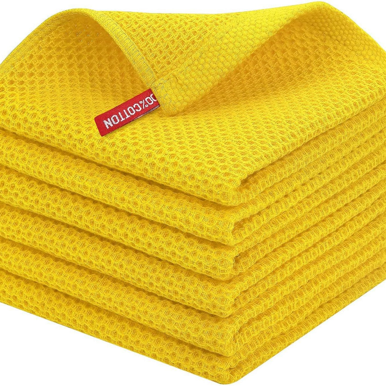 Cross-border Amazon pure cotton honeycomb kitchen dishwashing square towel can be suit with hook waffle square towel generation sticker code