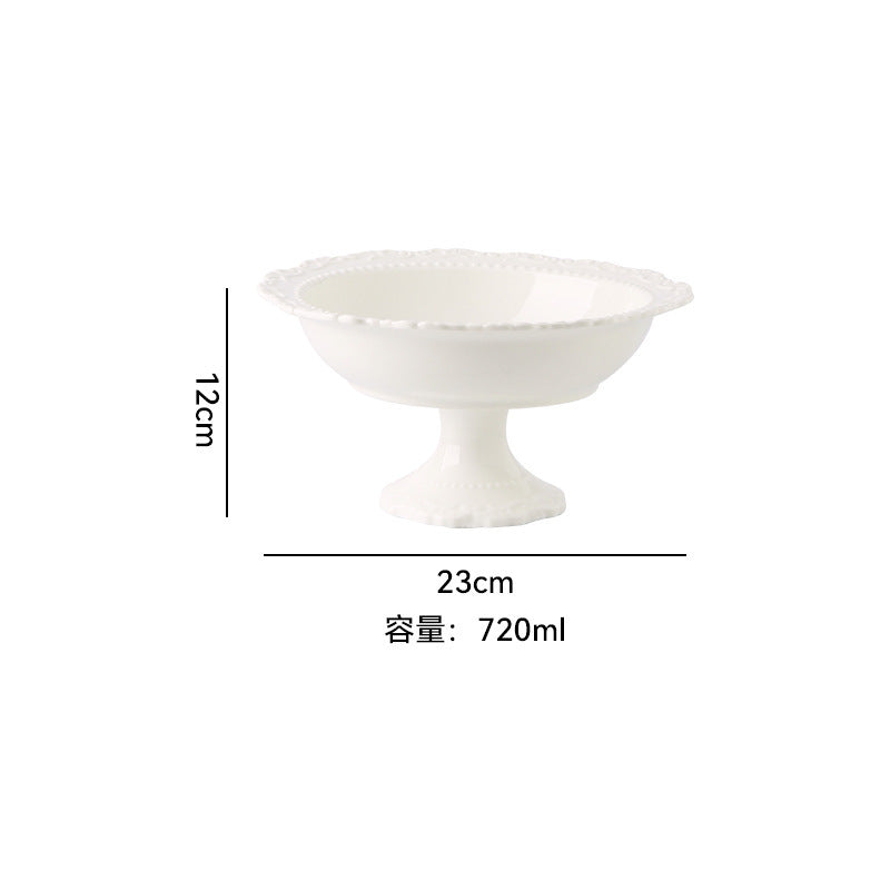 French ins style cream ceramic Western plate lace vintage dessert plate cream cake plate swing plate wholesale