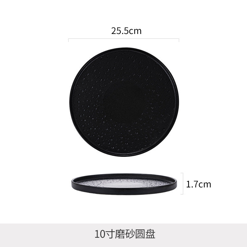 Simple Nordic Style Solid Color Ceramic Western Food Steak Plate High Color Value Mars Pit with Edge Disc Dim Dessert Plate