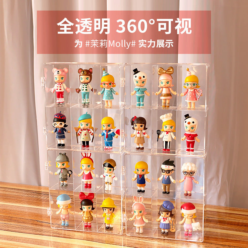 in stock Transparent Dustproof Handmade Blind Box Storage Display Stand Bubble Mate Display Cabinet Doll Lego Storage Box