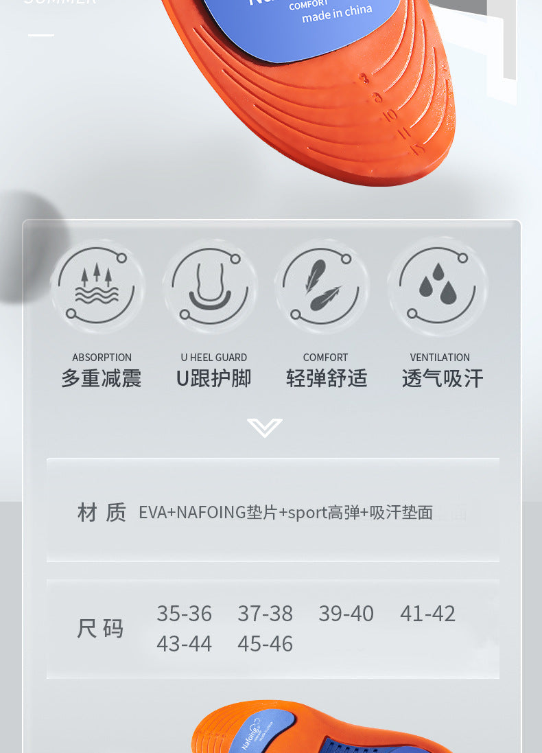 Sports Insoles, Summer Military Training Soft Soles, Shock-Absorbing Men's Sweat-Absorbing Insoles, Flat Arch Full Padded Heel Insoles Wholesale