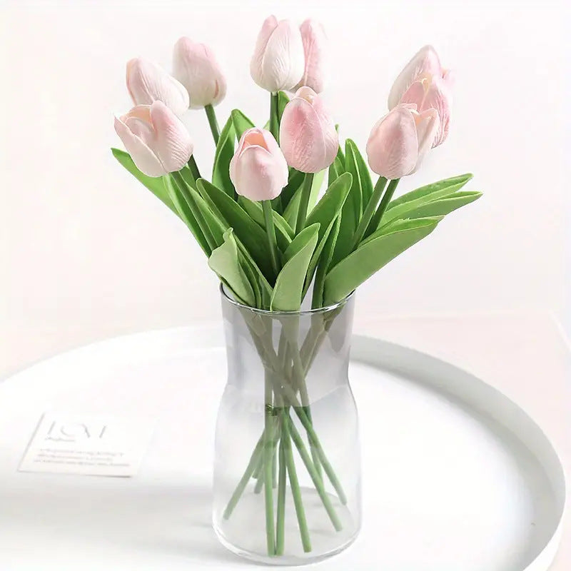 Pu Mini Tulip Artificial Flower Bouquet Cross-Border Artificial Flower Home Decoration Photo European Style Ornaments Factory Direct Sale