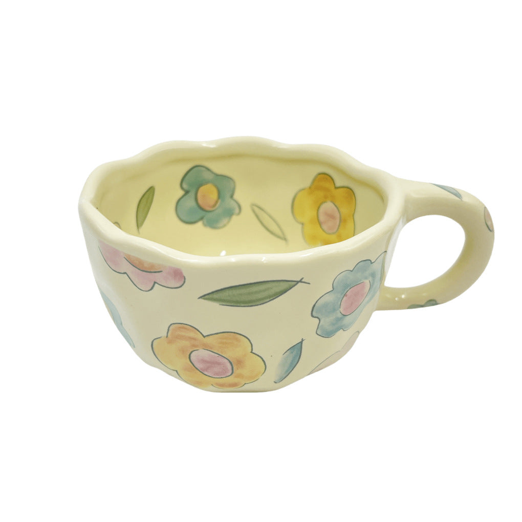 Cross-border can be labeled hair girl heart pinch strawberry fruit coffee cup afternoon tea ceramic cup cute coffee cup