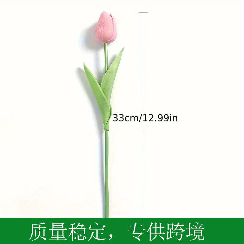 High-End Pu Tulip Artificial Flowers Cross-Border Exclusive for Home and Hotel Wedding Photography Props Feel Artificial Flowers Wholesale