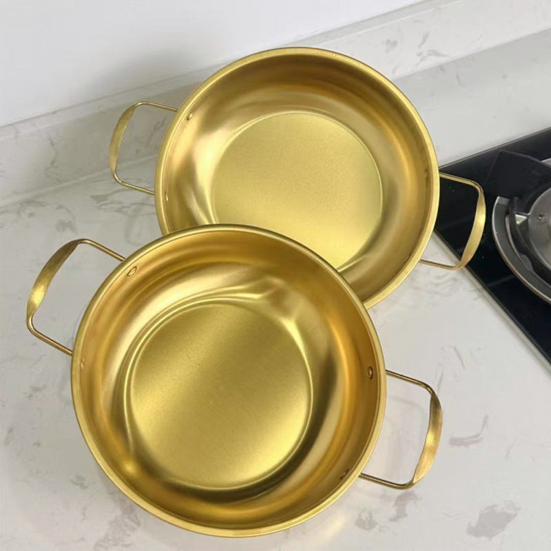 Korean-style Troops Small Hot Pot Seafood Dry Pot Net Celebrated Lamian Noodles Pot Cooking Pot Stainless Steel Noodle Pot Double Ear Soup Pot