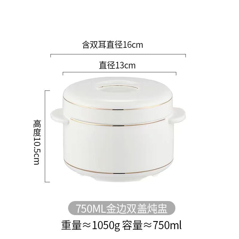 Water-proof Stew Pot Chunky Stew Pot Ceramic Steamed Egg Stew Pot with Lid Double Lid Soup Pot Household Bird's Nest Size Inner Pot Steaming Pot