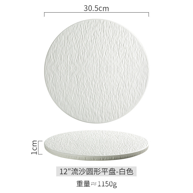 Ceramic Steak Dinner Plate, Household Stone Pattern Western Food Plate, Pasta Plate, Salad Plate, Flat Plate, Round Plate, High-end