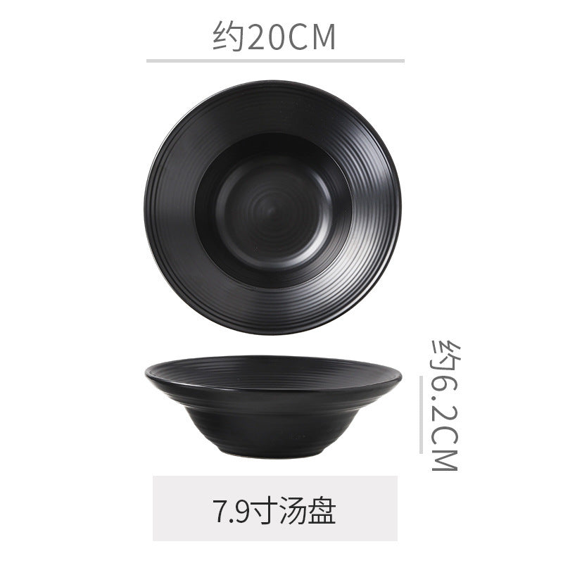 Retro Style Ceramic Kiln Straw Hat Plate Restaurant Hotel Home Threaded Pasta Plate Japanese Fruit Salad Snack Plate