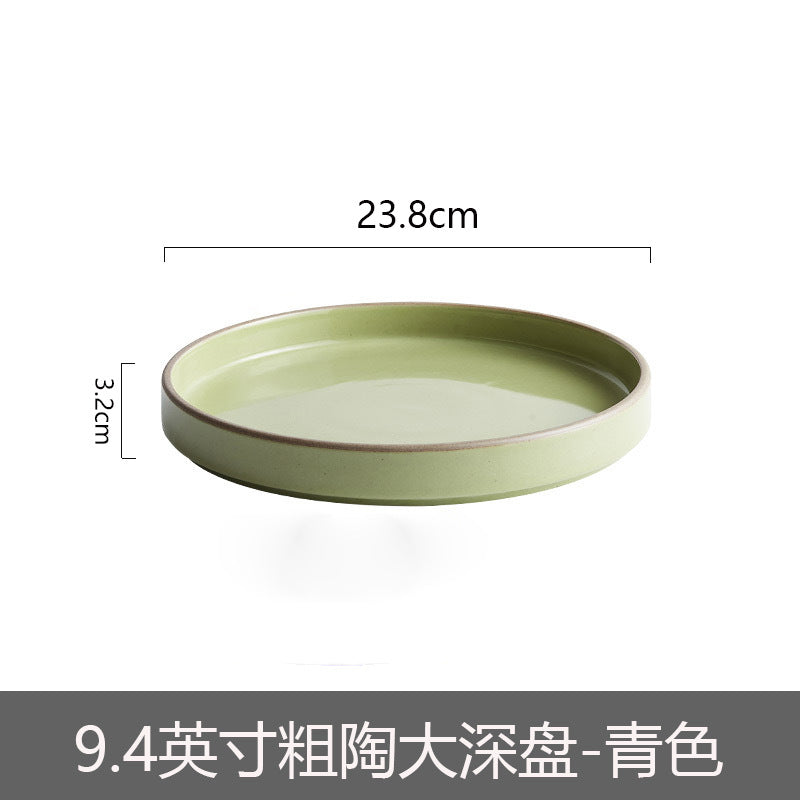 Ceramic Straight Plate Flat Bottom Deep Plate Soup Plate Japanese Seafood Plate Dish Plate Dessert Plate Nest Plate Simple Salad Bowl