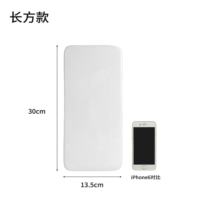 Ceramic Cake Plate Pure White Square Plate Dessert Display Dish Baking Tableware Buffet Round Swing Plate Long Square Plate