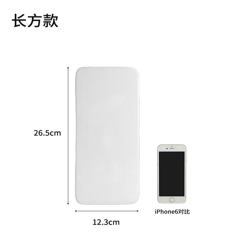Ceramic Cake Plate Pure White Square Plate Dessert Display Dish Baking Tableware Buffet Round Swing Plate Long Square Plate