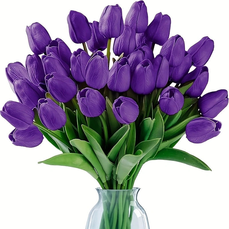 High-End Pu Tulip Artificial Flowers Cross-Border Exclusive for Home and Hotel Wedding Photography Props Feel Artificial Flowers Wholesale