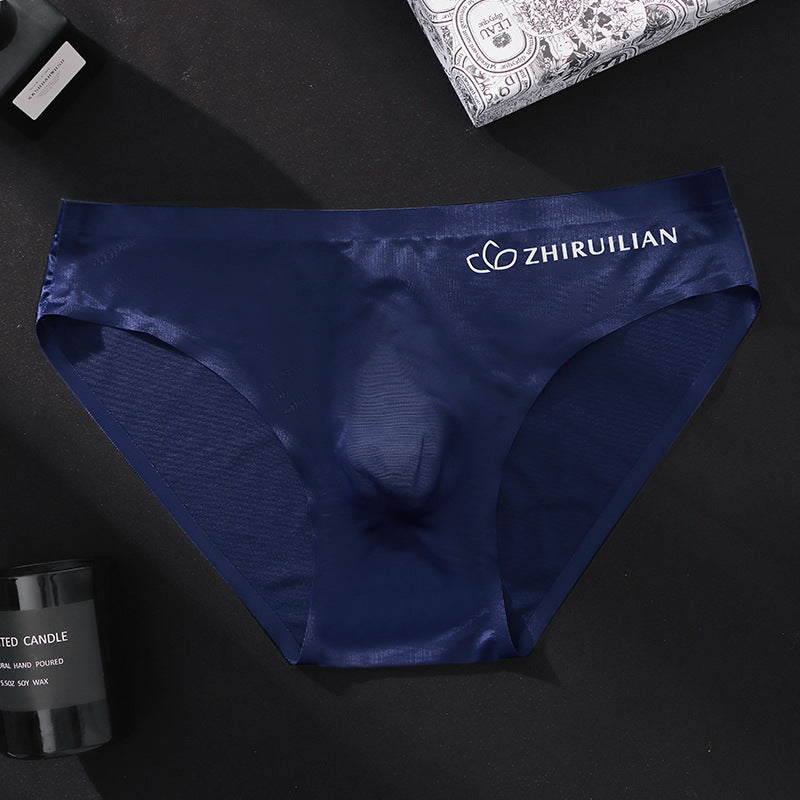 Foreign trade explosions men's briefs breathable comfortable letter sports sexy transparent egg ice silk low waist underwear head