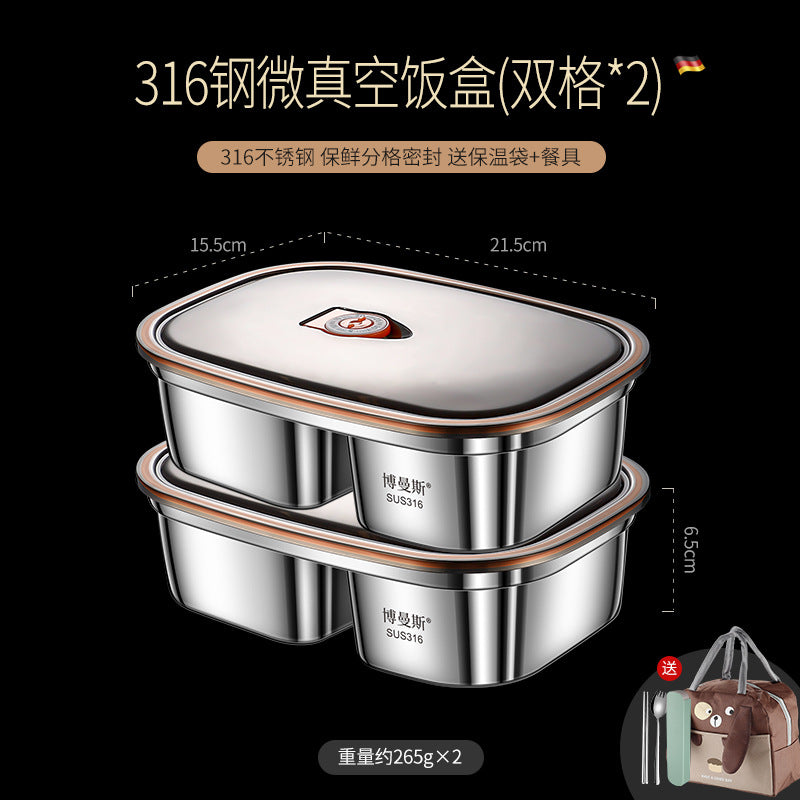 316 stainless steel micro vacuum fresh-keeping box lunch box large capacity office worker lunch box student portable lunch box suit