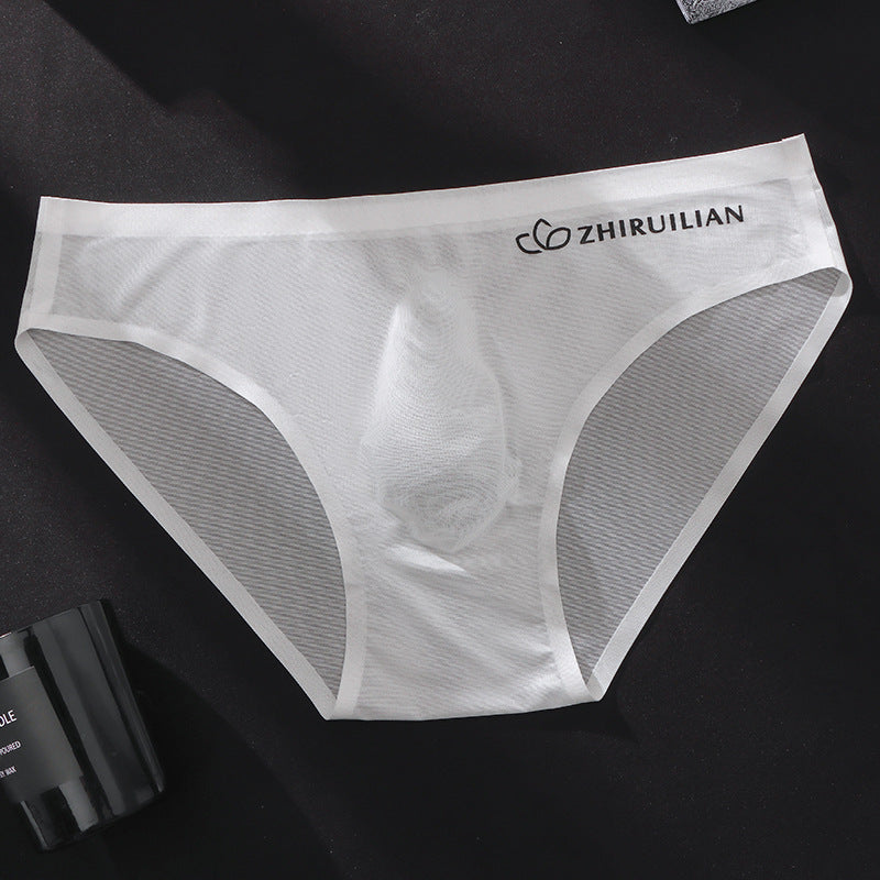 Foreign trade explosions men's briefs breathable comfortable letter sports sexy transparent egg ice silk low waist underwear head