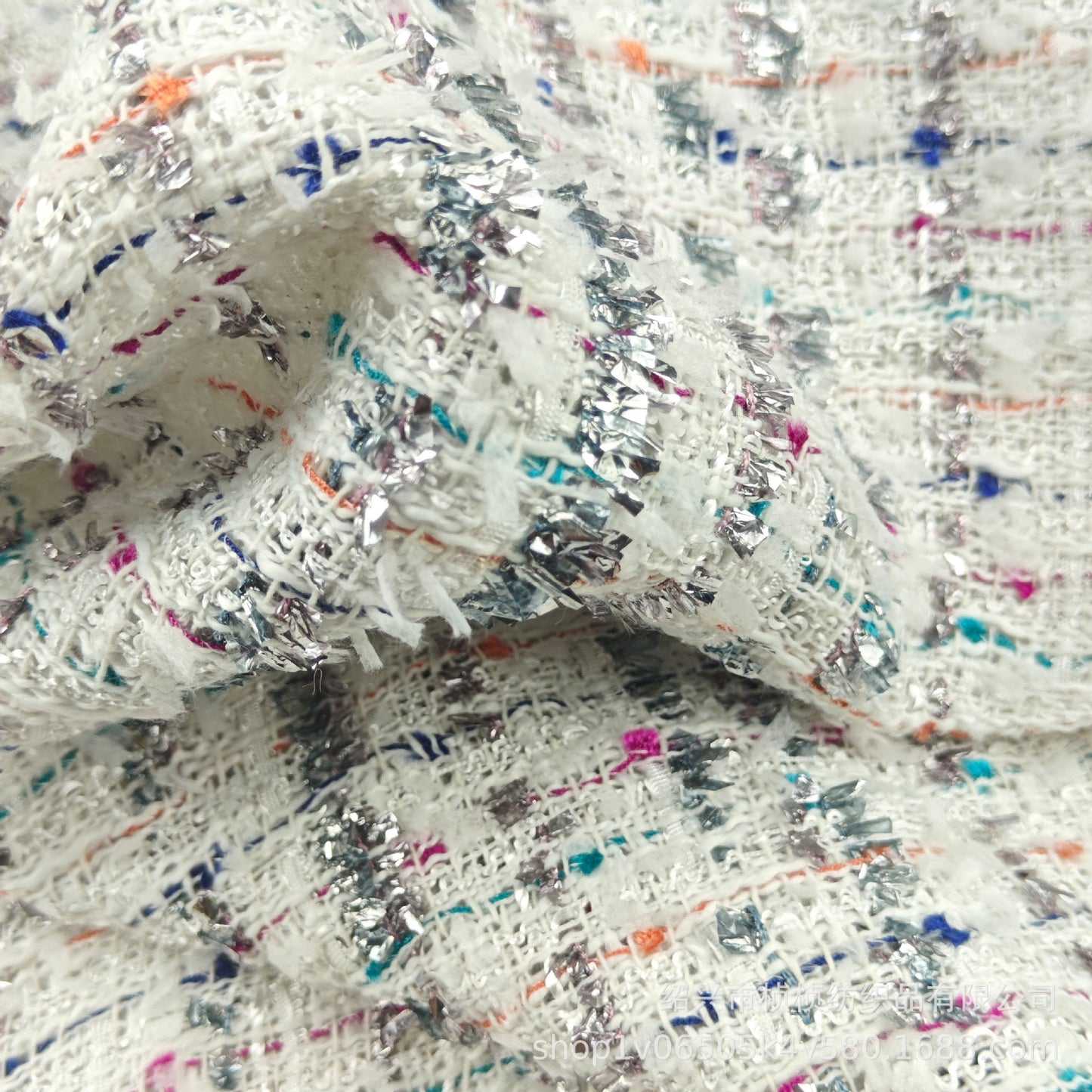 Tweed Style Bright Silk Woolen Woven Tweed Fabric Woven Yarn-Dyed Fashion Women's Outwear Jacket Bag Shoe Materials, Etc
