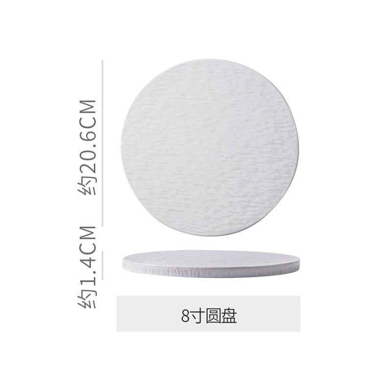 Stone Pattern Round Flat Ceramic Plate Western Food Steak Plate High-grade Sense Cake Plate Dim Sushi Plate Dessert Pastry Plate