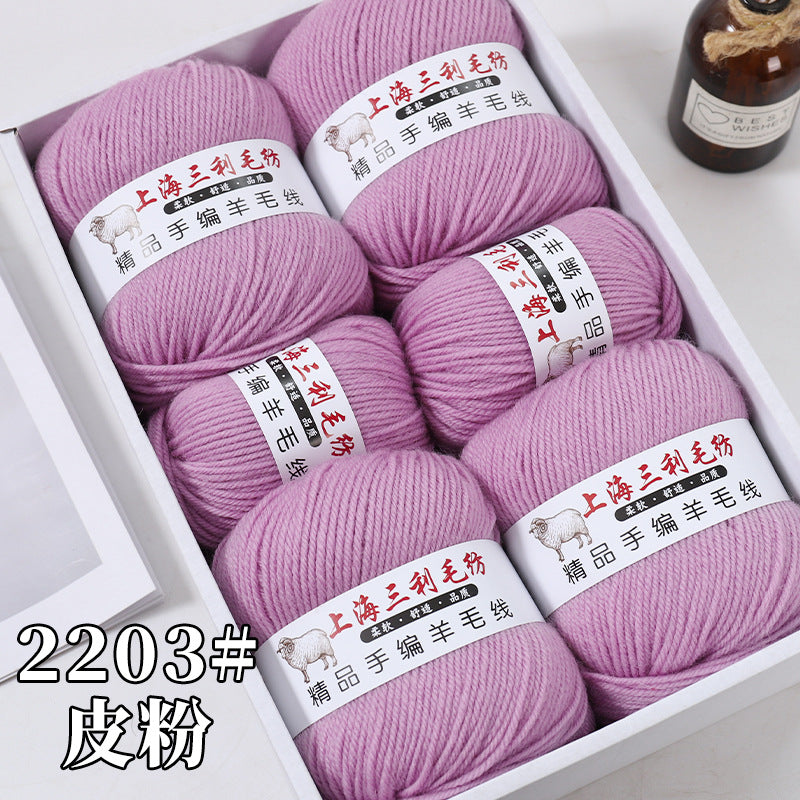 Shanghai Sanli 290 medium thick wool diy hand-knitted wool sweater cardigan scarf wool wholesale