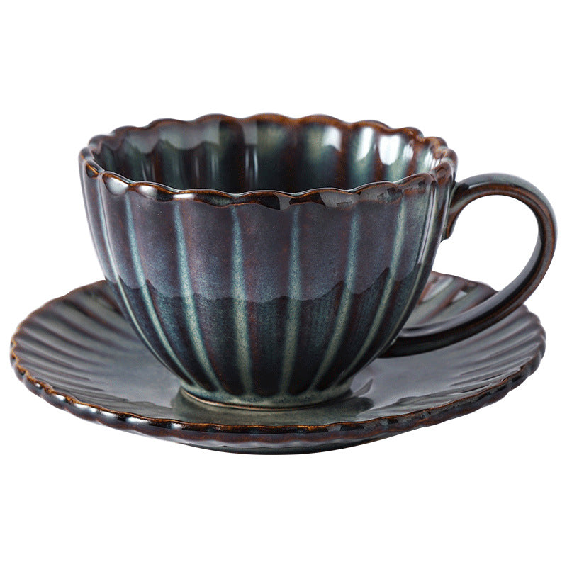 Retro High-grade Sense Striped Kiln Change Ceramic Cup Hotel Home Office Milk Coffee Cup Afternoon Tea Drinking Cup