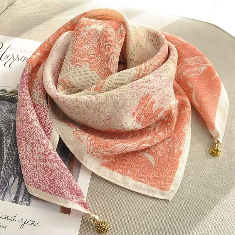 2026 New Style Warm Square Scarf with Magnetic Buckle, Triangular Silk Scarf, Cotton Scarf for Women, Stylish Neck Warmer for Spring, Autumn, and Winter, Versatile and Elegant