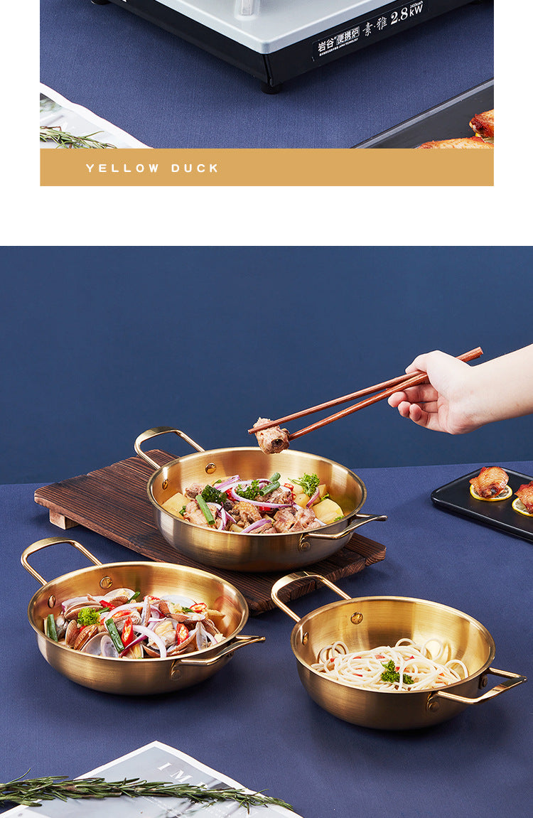 Korean-style Troops Small Hot Pot Seafood Dry Pot Net Celebrated Lamian Noodles Pot Cooking Pot Stainless Steel Noodle Pot Double Ear Soup Pot
