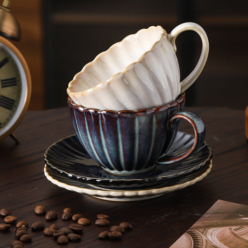 Retro High-grade Sense Striped Kiln Change Ceramic Cup Hotel Home Office Milk Coffee Cup Afternoon Tea Drinking Cup