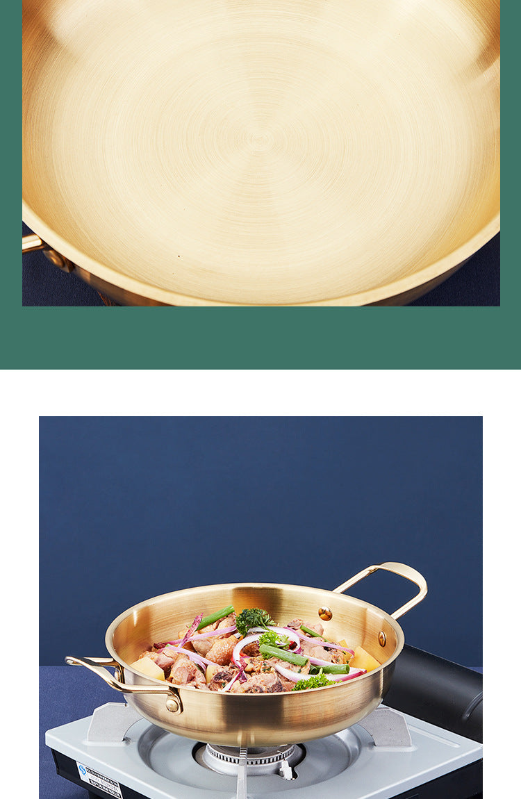 Korean-style Troops Small Hot Pot Seafood Dry Pot Net Celebrated Lamian Noodles Pot Cooking Pot Stainless Steel Noodle Pot Double Ear Soup Pot