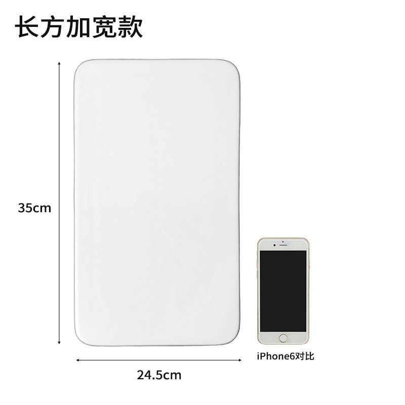 Ceramic Cake Plate Pure White Square Plate Dessert Display Dish Baking Tableware Buffet Round Swing Plate Long Square Plate