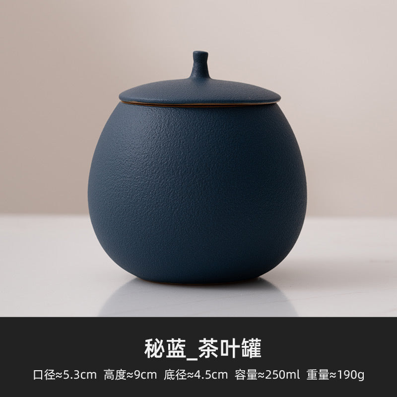 Beige Ceramic Tea Can Empty Can Small Sealed Can Household Black Tea Pu'Er Longjing Storage Tea Can Moisture-Proof Storage Can