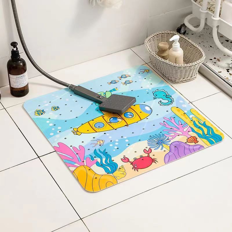 53*53cm bathroom anti-slip mat children's cartoon shower mat toilet mat PVC foreign trade spot hair generation