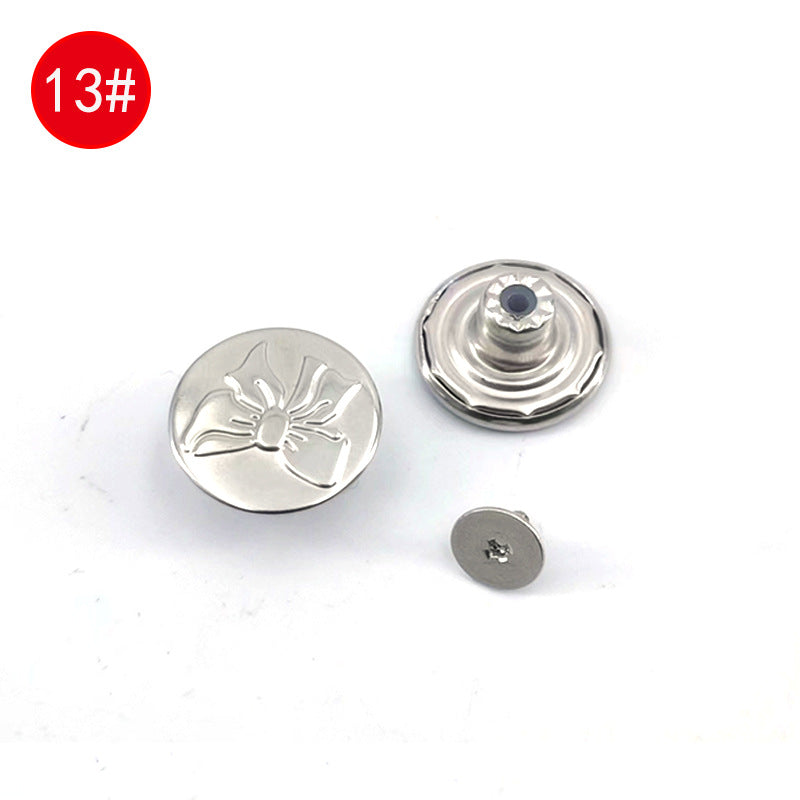 Wholesale In-Stock Waist-Cinching Button-Free Detachable Jeans Buttons, Eco-Friendly Buttons, Screw Metal I-Shaped Buckles