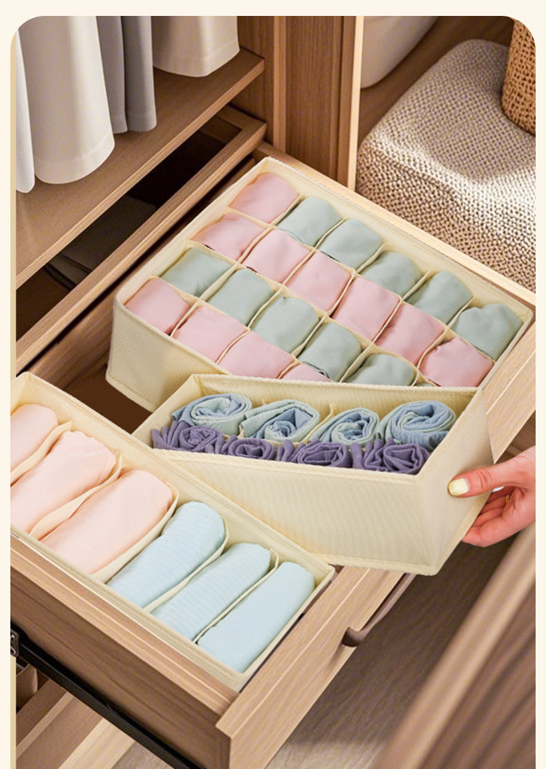 Fabric Underwear Storage Box with Compartments for Home Use, Drawer-Style Storage with Dividers for Organizing Socks