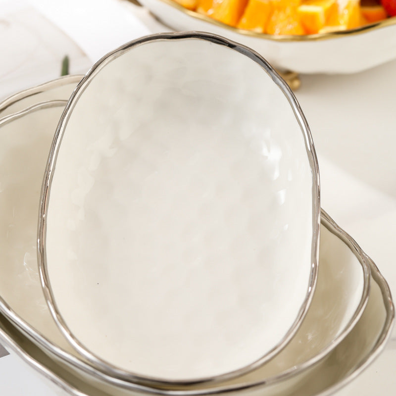 Light Luxury Ceramic Fruit Plate Iron Fruit Basket Double Layer Three Layer Fruit Plate Living Room Household Snack Snack Dried Fruit Plate