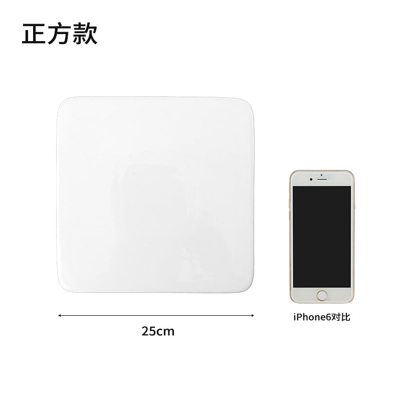 Ceramic Cake Plate Pure White Square Plate Dessert Display Dish Baking Tableware Buffet Round Swing Plate Long Square Plate